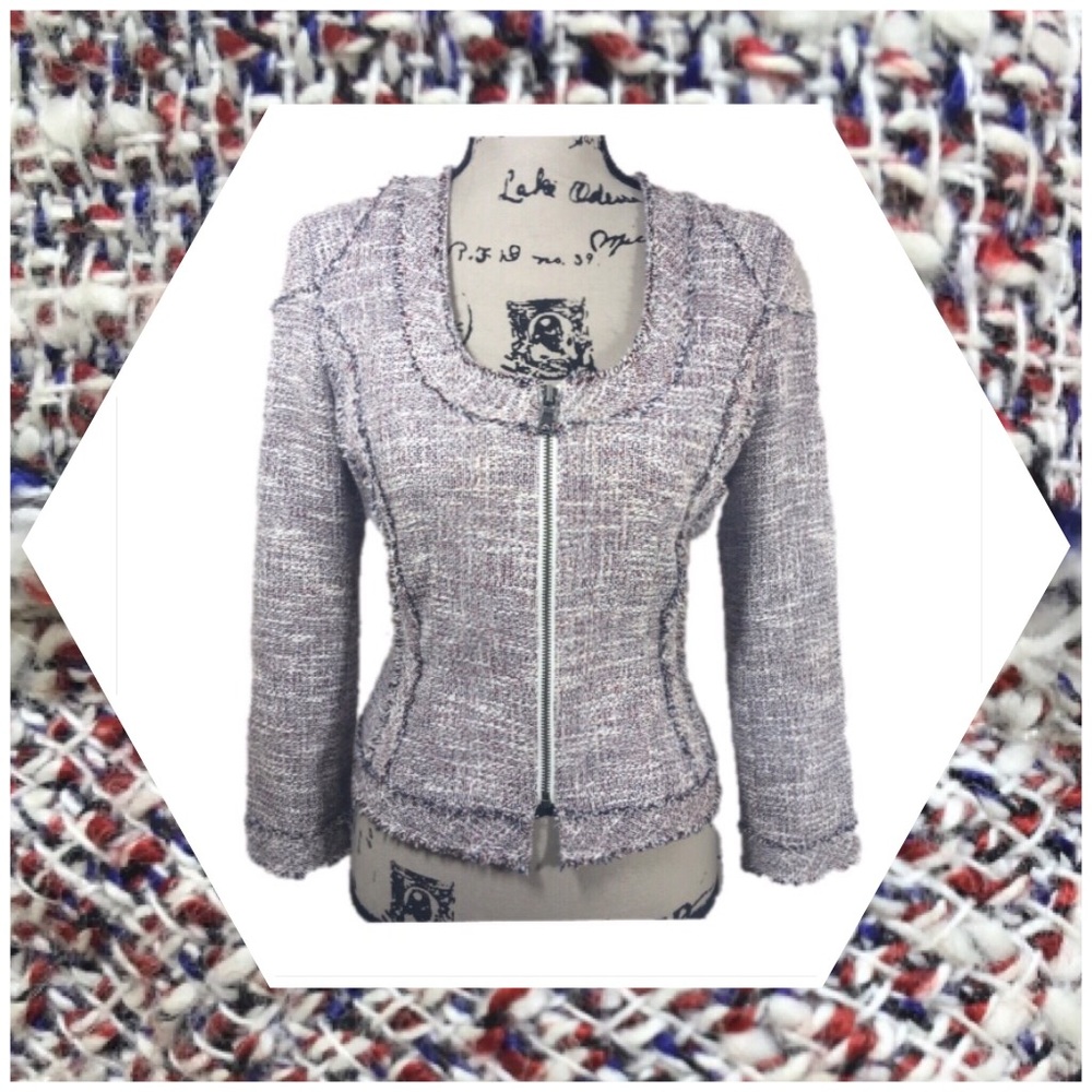 Banana Republic Blazer Knit Fringes Zipper Jacket